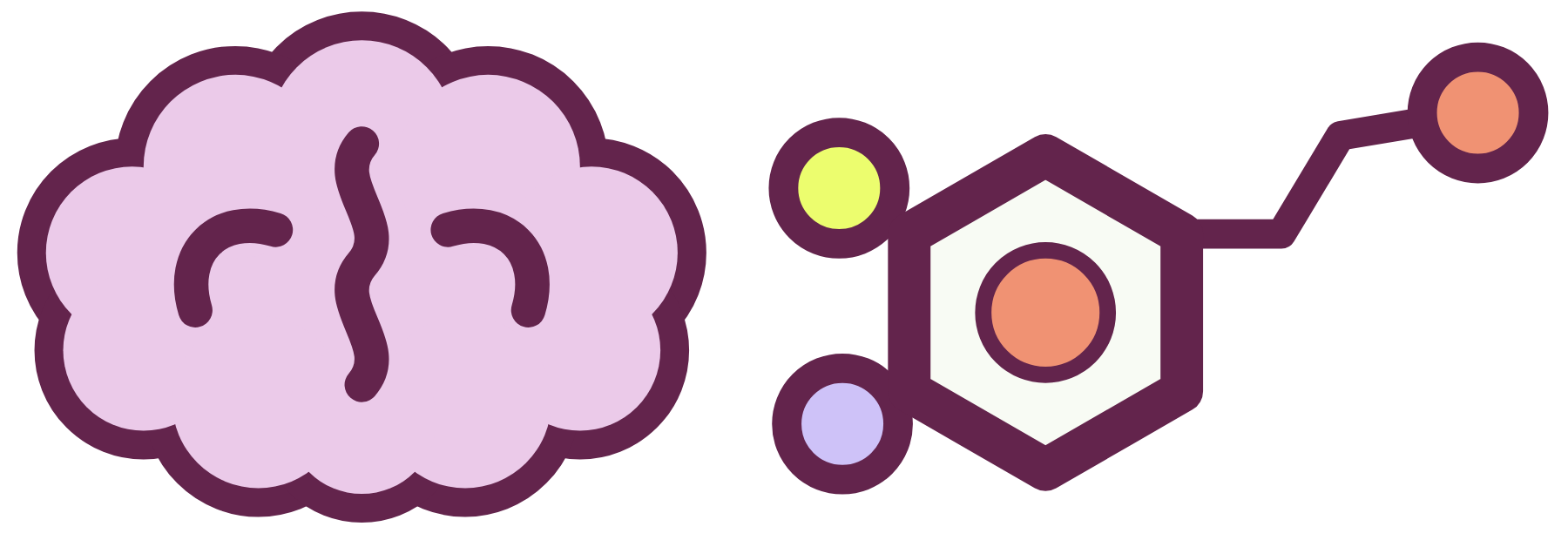 Bri Dopamine logo: a pink brain next to the dopamine molecule